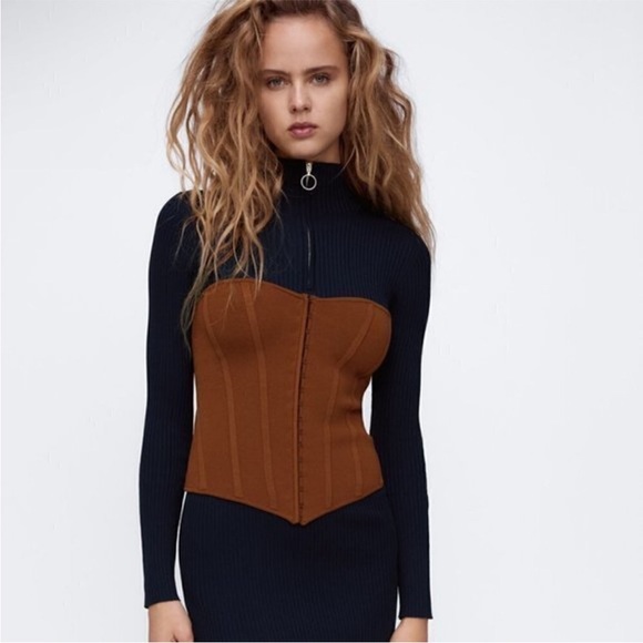 ZARA RUST KNIT BUSTIER - Picture 2 of 5
